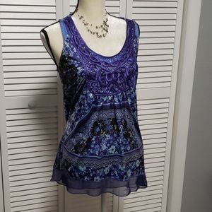 Gorgeous Sleeveless Purple/Blue Floral Top